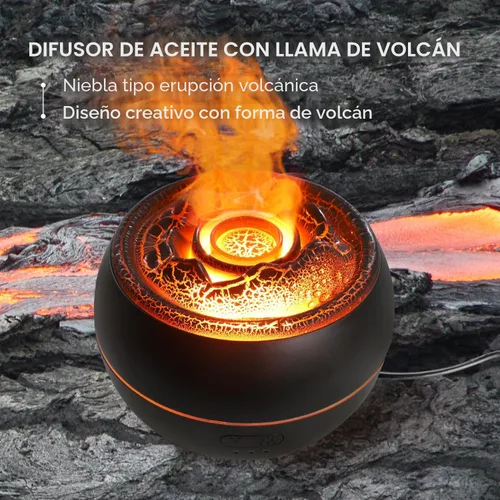 Vista 2 de YALEDI Difusor de Aceite Esencial, Difusor de Aromaterapia de Llama de Fuego Volcánico, Humidificador Ultrasónico de Niebla Fría de 360ml, Difusor
