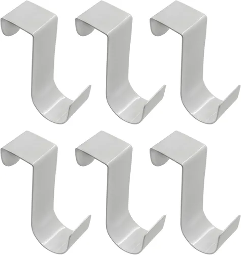 Vista 7 de Paquete de 6 Ganchos sobre la Puerta de Gabinete, Ganchos Individuales de Metal sobre la Puerta para Colgar Medias, Ropa y Toallas (Negro)