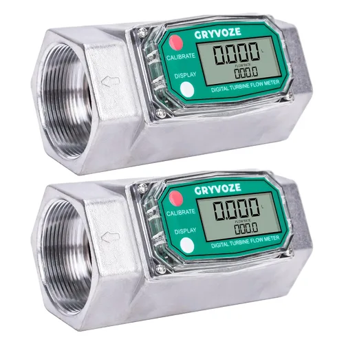 Vista 8 de Medidor de flujo de combustible de turbina digital de 1 pulgada, medidor de flujo de rosca NPT en línea de 2.6-26 GPM con adaptadores de 3/4
