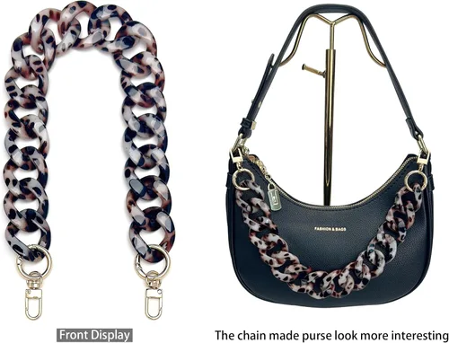 Vista 4 de Correa de bolso con estampado de leopardo de resina AUMEY, asa decorativa de reemplazo para bolso