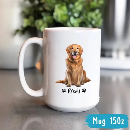 Vista 5 de Taza de café personalizada Golden Retriever con nombre para mamá o papá del perro, regalo personalizado para los amantes de los perros, taza de Taza