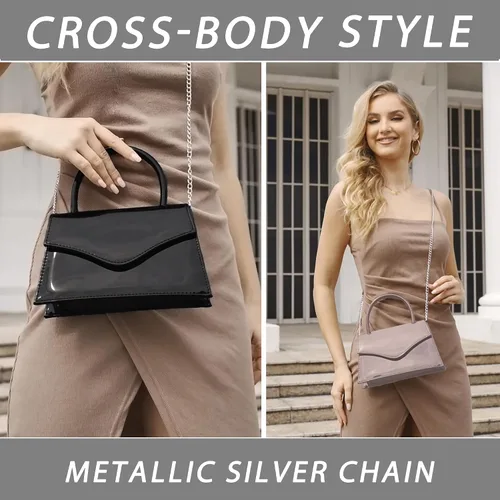 Vista 7 de Milisente Bolso de noche para mujer, bolso de mano para fiesta nupcial, bolsos de cóctel y baile de graduación con charol