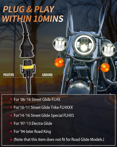Vista 4 de XPCTD Luces LED de paso de 4.5 pulgadas 4-1/2 conducción antiniebla luces auxiliares para Electra Glide Road King Ultra Classic 2005 2006 2007 2008