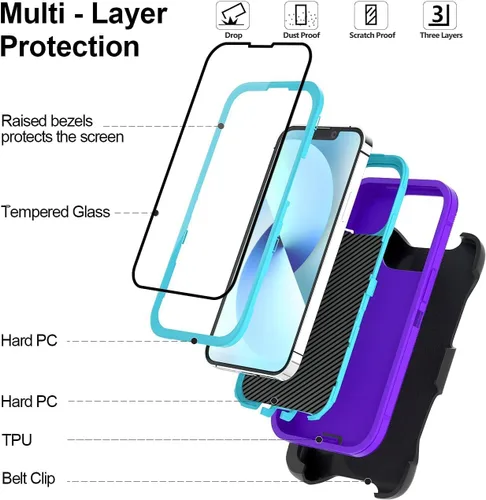 Vista 832 de TOCOL Funda magnética 3 en 1 para iPhone 15 Pro, mejorada [protección completa de cámara] con 2 protectores de pantalla, compatible con MagSafe Gris
