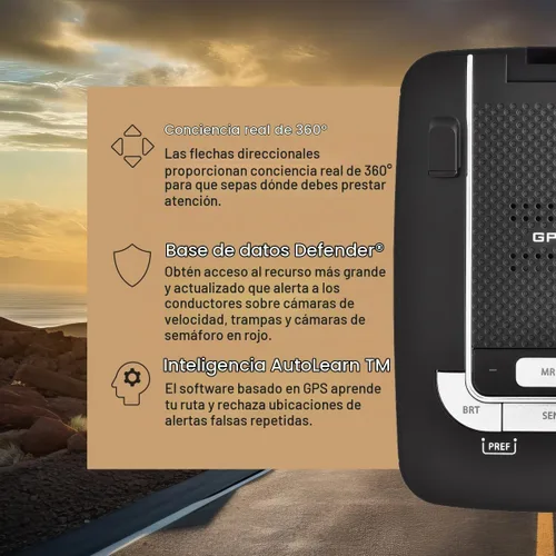 Vista 3 de Detector de radar láser Escort MAX 360 - GPS, alertas direccionales, antena dual delantera y trasera, conectividad Bluetooth, alertas de voz