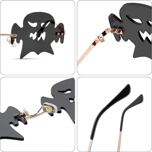 Vista 5 de DeBuff Gafas de sol de Halloween sin montura para mujeres y hombres, para fiesta, lindos bailes de graduación, cosplay, fuego, llama, estrella