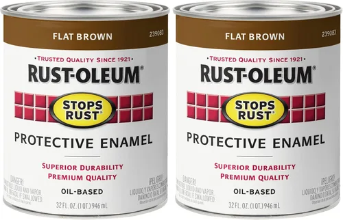 Vista 13 de Rust-Oleum 7776502-2PK - Pintura antióxido para aplicación con brocha, cuarto de galón, negro plano (paquete de 2) Rust and Corrosion Resistant