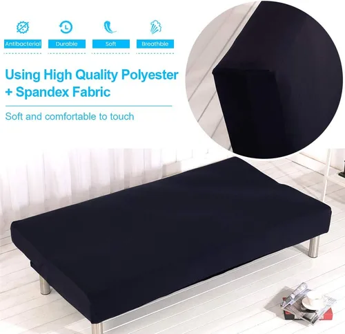 Vista 2 de ele ELEOPTION Funda de futón sin brazos, funda elástica para sofá cama, protector sin reposabrazos, elástico de elastano, moderno, simple, plegable
