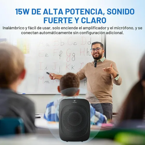 Vista 2 de Amplificador de voz Bluetooth con micrófono inalámbrico de solapa Lavalier