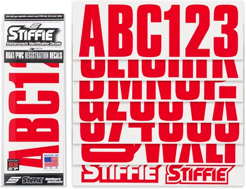 Vista 2 de STIFFIE Uniline Lava - Calcomanías de registro Super Sticky Boat & PWC de 3" • Calcomanías de letras de números