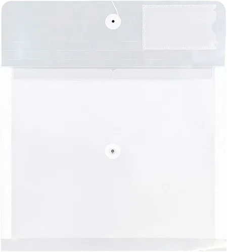Vista 3 de JAM PAPER Sobres de plástico con cierre de botón y cordón y 2 divisores, folleto de cartas, 3 3/4 x 10 1/2, transparente, paquete de 3