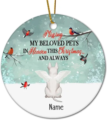 Vista 11 de Personalized Pet Memorial Ornament, Miss My Beloved Pets in Heaven Ornament, Dog Christmas Ornament, Pet Loss Gift, Dog Angel Wings Ornament, Custom