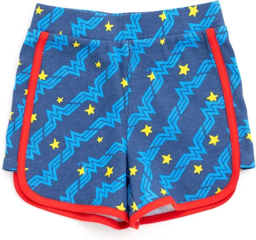 Vista 3 de DC Comics Camiseta sin mangas para niñas de la Liga de la Justicia Wonder Woman y Dolphin Active French Terry Shorts de niño a niño grande