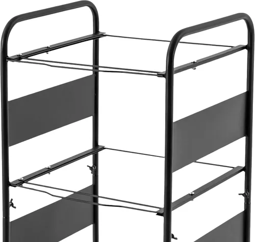 Vista 8 de Carros de archivos de metal de 3 niveles con ruedas, archivos colgantes para tamaño carta, carpeta de archivos extraíble movible, gabinete, Negro