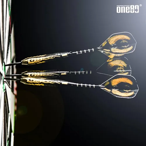 Vista 9 de ONE80 - Juego de dardos profesionales con punta de acero en paquete de 12 con vuelos y ejes adicionales