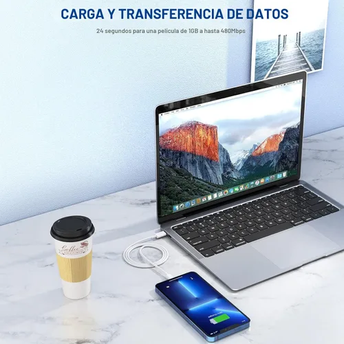 Vista 5 de Cargador rápido para iPhone, 20W [Certificado Apple MFi] USB Tipo C Bloque de Carga Rápida Power Delivery Cargador Lightning con Cable Lightning