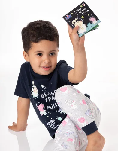 Vista 4 de Peppa Pig George Pyjamas Boys Girls Space T Shirt Trousers Pjs With Story Book