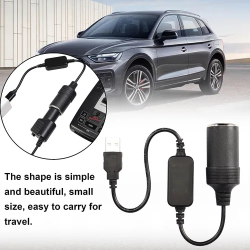 Vista 3 de Adaptador de enchufe USB A macho a encendedor de cigarrillos de 12 V para cámara de salpicadero, GPS, tiras de luz LED para automóvil y otros