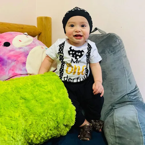 Vista 7 de LENSOUS Conjunto de mameluco divertido para el primer cumpleaños de un año para niño