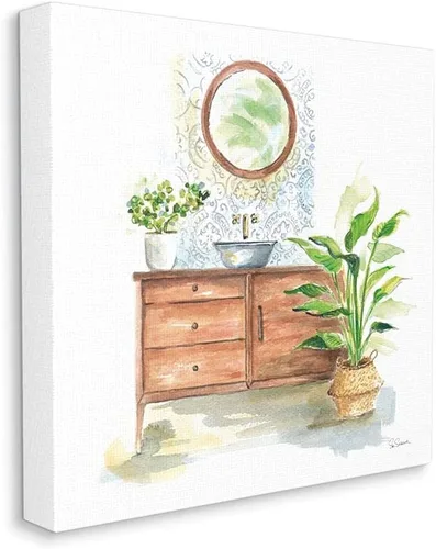 Vista 9 de Stupell Industries Gabinetes interiores de la vanidad del cuarto de baño pintura azul