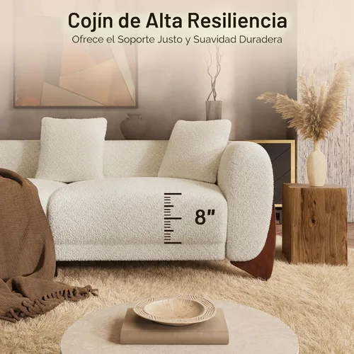 Vista 9 de Morden Fort Juego de Sofá Boucle de 2 Piezas, Conjunto de Sofás Tapizados Modernos Duraderos Cómodos Boucle Aptos para Mascotas, Silla sin Brazos