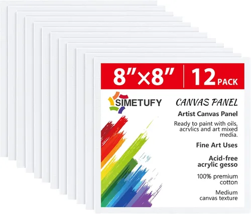 Vista 15 de Simetufy Paquete de 12 Tableros de Lienzo Pequeños para Pintura de 4 x 6 pulgadas - Paneles de Mini Lienzo de 100% Algodón sin Ácidos Imprimados