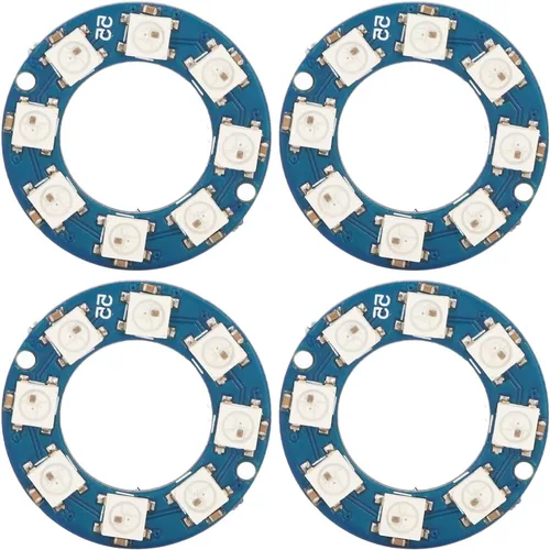 Vista 7 de 4 piezas de accesorios de módulo de luz RGB, luces LED, decoración del hogar, módulo LED de 8 canales, interfaz digital, WS2812 5050 5V LED anillo