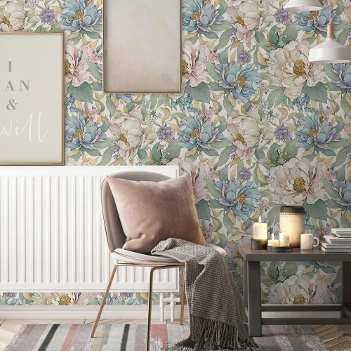 Vista 5 de MuralPeel Dreamy Peonies Floral Vintage Roses Beige/Oliva Papel Tapiz Despegar y Pegar Autoadhesivo Removible Fácil de Despegar Papel de Contacto
