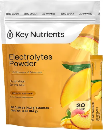 Vista 10 de KEY NUTRIENTS Electrolitos en polvo sin azúcar, limonada de maracuyá con 6 electrolitos y minerales, fibra prebiótica y polvos de hidratación