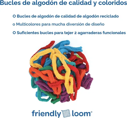 Vista 7 de Harrisville Designs Friendly Loom - Kit de tejido profesional para agarraderas, telar de metal resistente de 10 x 10 pulgadas y bucles de tejido