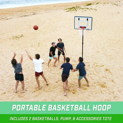 Vista 6 de GoSports Post Up - Aro de baloncesto portátil de playa para niños y adultos, juega en césped o arena, incluye 2 pelotas de baloncesto, bomba y bolsa