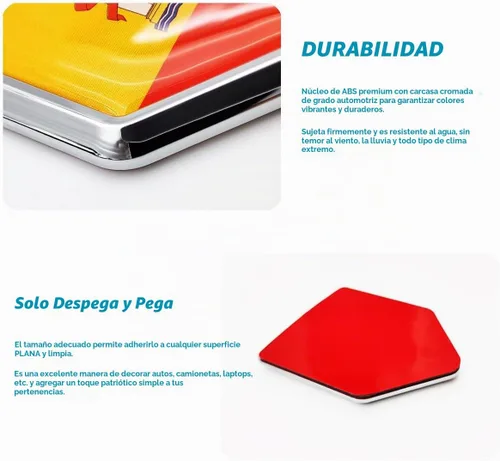 Vista 3 de Overdecor Calcomanías de bandera de España, emblema de automóvil, accesorios de automóvil español, decoraciones de bandera de escudo cromado