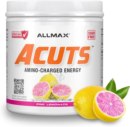 Vista 14 de ALLMAX A:CUTS Bebida energética cargada de aminoácidos, sabor frambuesa azul - 210 g - con cafeína, extracto de café verde, L-carnitina y 2000 mg