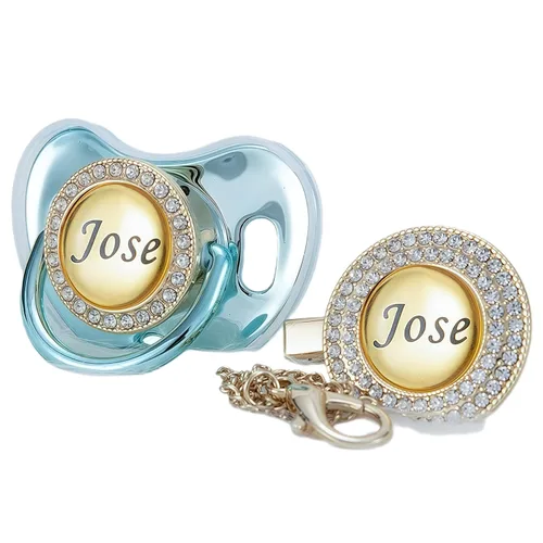 Vista 23 de Juego de Chupete y Clip con Nombre Personalizado Brillante – Chupete Personalizado para Baby Shower, Recuerdo de Recién Nacido para Fotos (Negro)