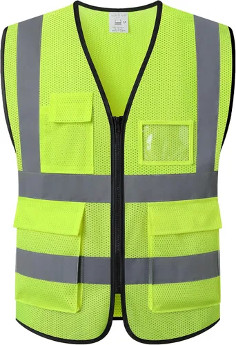 Vista 8 de Chaleco de seguridad reflectante para hombres y mujeres, chaleco de construcción que cumple con el estándar ANSI/ISEA
