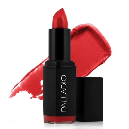 Vista 4 de Palladio Lápiz labial mate herbal, rosa bella, cremoso y cobertura completa de larga duración, 0.16 onzas bella rosado