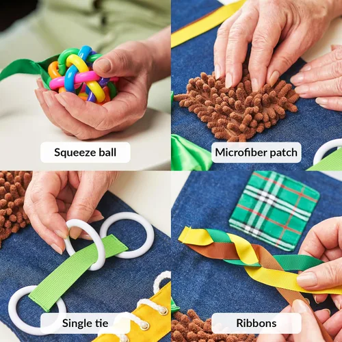 Vista 5 de Fidget Muff Cat and Blanket for Elderly Manta antiestrés para demencia Productos de demencia para ancianos Regalo y actividades para personas