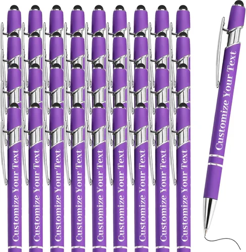 Vista 37 de Hasta 500 bolígrafos personalizados a granel con lápiz capacitivo, grabado, juego de bolígrafos con tu nombre, texto para mujeres de negocios