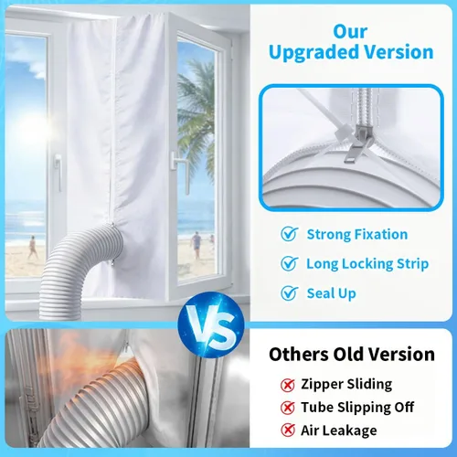 Vista 5 de Gruntbear Sello universal de ventana de 118.1 in para aire acondicionado portátil, sello de ventana de CA portátil de 118 pulgadas con cremallera