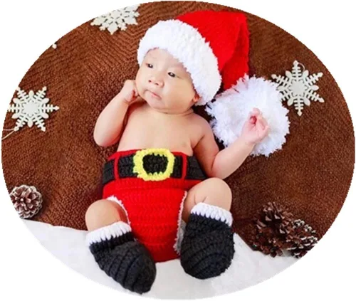 Vista 4 de Coberllus - Accesorios para fotos para bebé recién nacido diseño de Navidad y niña para sesión fotográfica de punto de ganchillo pantalones cortos