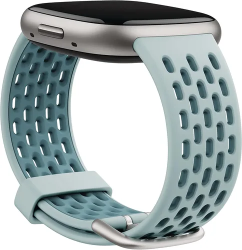 Vista 2 de Fitbit Correa deportiva para Fitbit de 0.94 pulgadas, azul mar/océano, grande *compatible con Sense 2, Sense, Versa 4 y Versa 3