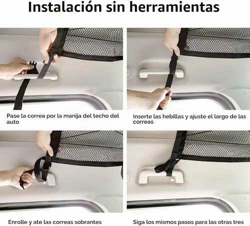 Vista 8 de Red de carga de techo para automóvil, 31 x 21 pulgadas, ajustable de malla de doble capa, organizador de techo para SUV, accesorios Van Life
