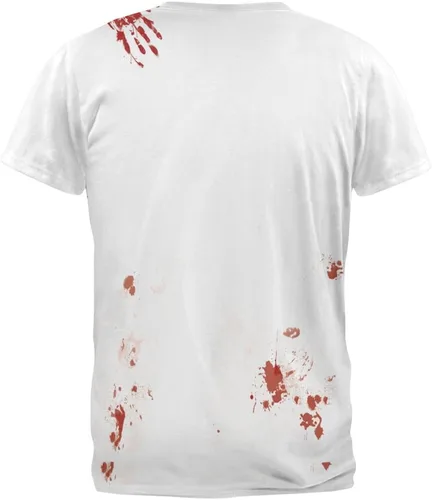 Vista 2 de Old Glory Camiseta de Halloween con diseño de salpicaduras de sangre para adultos, Blanco
