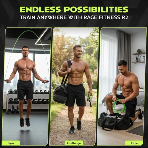 Vista 6 de Rage Fitness R2 Speed Jump Rope - Cuerda de velocidad de PVC ajustable con asas de rodamiento suaves para principiantes a entrenamientos avanzados