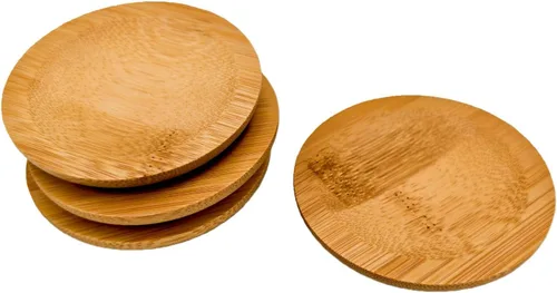 Vista 6 de 4 posavasos de bambú de mosaico para manualidades, bandejas de base en blanco, posavasos para beber, posavasos para plantas, placa de arte