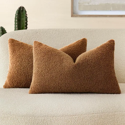 Vista 21 de Foindtower Paquete de 2 fundas de cojín decorativas de pelo sintético rizado, suave y mullida, con cremallera, acogedora funda de almohada