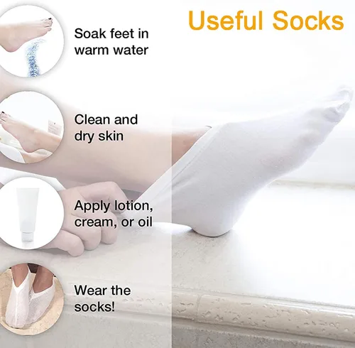Vista 5 de 2 pares de calcetines curativos para pies secos para hombres y mujeres, loción, calcetines hidratantes para spa durante la noche absorbentes