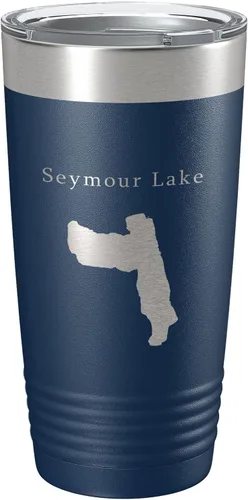 Vista 8 de Seymour Lake Map Tumbler Travel Mug Insulated Laser Engraved Coffee Cup Vermont 20 oz Black