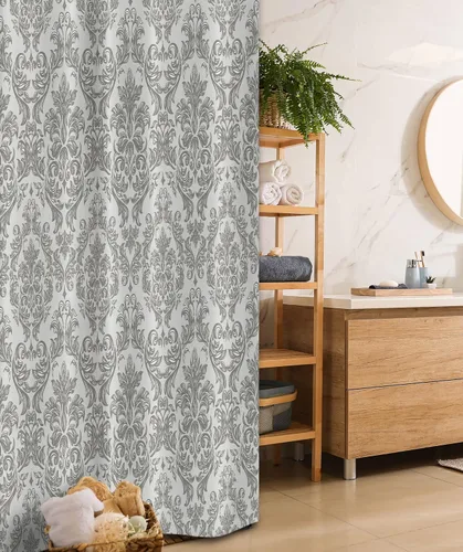 Vista 22 de Ambesonne Decor Collection, juego de cortina con ganchos para regadera Amarillo y marrón