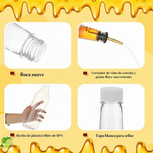 Vista 4 de Dandat 20 botellas de plástico de 32 onzas con vertido de cuello largo Dorado